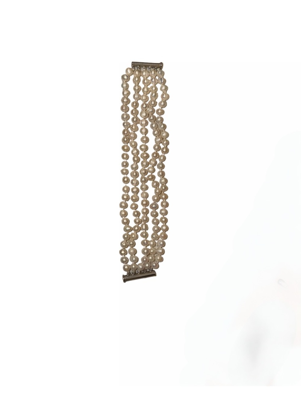 Freshwater Pearl 5-Strand hand-knotted silver-tone clasp bracelet